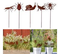 Set 5 Pali da Giardino Design Rustico Distintivo Insetti per Tutte le Stagioni