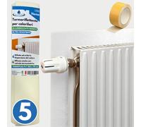 SET 5 PANNELLI TERMORIFLETTENTI BIANCHI PER TERMOSIFONI cm 100x70 con BIADESIVO