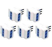 Set 5 pezzi Adattatore Tripla,Spina piccola 10A, 3 Uscite Bipasso 10/16A