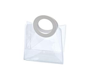 SET 5 PEZZI BUSTA BORSA TRASPARENTE PVC MANICI SEMIPELLE 17X9,5 H.15,5 FAI DA TE