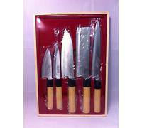 Set 5 pezzi coltelli da chef da cucina giapponese Sushi Yanagiba Sashimi Naki...