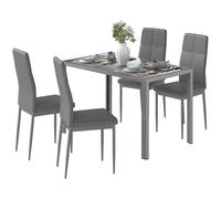 Set da Pranzo Grigio 5 Pezzi Rettangolare con 1 Tavolo e 4 Sedie Moderne
