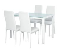 Set 5 Pezzi con 1 Tavolo e 4 Sedie per Cucina o Sala da Pranzo Bianco