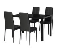 Set 5 Pezzi con 1 Tavolo e 4 Sedie per Cucina o Sala da Pranzo Nero