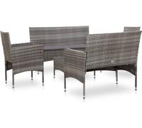set 5 pezzi da giardino con cuscini in poly rattan grigio