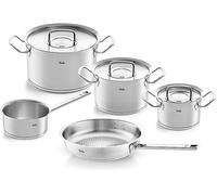 Fissler Original,Profi Collection Set di pentole in acciaio nox, 5 pezzi, con coperchio in metallo, 3 pentole, 1 padella senza rivestimento, 1 tegame senza coperchio, adatte per cottura a induzione