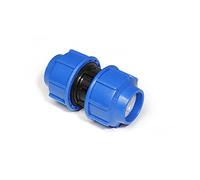 Set 5 pezzi Raccordo Dritto Doppio a compressione art 13810 per tubi PE Plastica Alfa (25mm x 25mm)