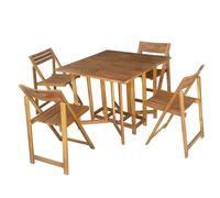 SET 5 PEZZI TAVOLO 4 SEDIE PIEGHEVOLI IN LEGNO DA ESTERNO GIARDINO VERANDA