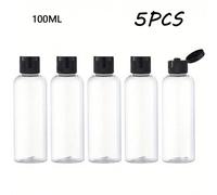 Set 5 pz Bottiglie rotonde trasparenti da 100ml con tappo a farfalla, contenitori da viaggio vuoti per cosmetici, piccoli flaconi richiudibili a prova di perdite per toilette, shampoo, lozioni, condiz