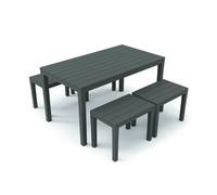SET 5 PZ SAMOA ANTRACITE TAVOLO RETTANGOLARE + 4 PANCHE