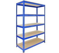Set 5 Scaffali Metallici 120x50x180 cm 5 Ripiani MDF Portata 200 kg