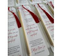 Set 5 Segnalibri/Segnaposto Personalizzati con Matita - Bomboniere per matrimonio, battesimo, comunione, cresima, laurea, compleanni o altri eventi- Regalo raffinato per gli ospiti.