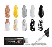 Set 5 smalti per unghie in gel UV LED per pittura pennarelli professionali per nail art disegno per unghie per salone manicure per dettagli a strisce, nero, bianco, oro, argento, oro rosa