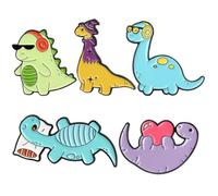 Set 5 Spille Dinosauro Cartone in Lega per Decorare Abiti e Borse | Cinque Pezzi Colorati, Design Creativo Occhiali da Sole, Accessori Portatili per Feste, Compleanni, Natale e Halloween