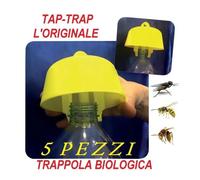 Set 5 tappi trappola biotrappole TAP TRAP GIALLI CALABRONI VESPE MOSCHE