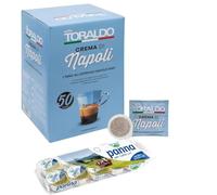 Set 50 Cialde Toraldo miscela Crema di Napoli + 6 confezioni di panna Uht per caffè Bayernland monoporzioni tot 600 grammi set idea ufficio casa regalo