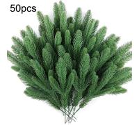 Set 50 Pezzi Rami di Ago di Pino Natalizio con Bacche per Decorazione Natalizia
