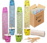 Set 500 Bicchierini Caffè + 500 Palette - Bicchieri 75 Ml 2,5 Oz in Carta Colora