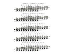 Set 50x Appendini per Pantaloni, gonne, Metallo, con Clip Regolabili HxLxP: 9x35,5x2,5 cm Argento/Nero