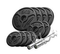 Set 55 kg | Bilanciere olimpico + bilanciere leggermente curvo + piastre pesi