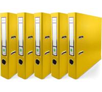 Set 5x raccoglitori A4 a leva, colore giallo, dorso 5 cm, con 2 anelli