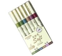 Set 6 / 12 pennarelli da colorare con punta in nylon flessibile, inchiostri a flusso fluido, adatti per scene notturne, progetti artistici, design in plastica, pennarelli da colorare a tema notturno