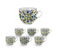 SET 6 12 TAZZE DA CAFFE TAZZINE IN CERAMICA DECORO MOSAICO 90CC