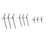 Set (6-9 pezzi) Jenzi Anti Tangle Boom con moschettone, Fishing Anti Tangle Boom curvo, nero, 5 cm, 8 cm o 12 cm, set di adesivi Petri (mix 5 cm, 8 cm e 2 cm)