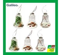 SET 6 ADDOBBI ALBERO DI NATALE CAMPANE TRASPARENTI DECORAZIONI NATALIZIE CAMPANA