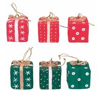 Set 6 appendini pacco regalo in cartapesta, Xmas Paper