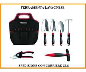 Set 6 attrezzi da giardino in acciaio inox con borsa giardinaggio