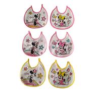 Set 6 Bavaglini Piccoli In Spugna Neonato Disney Minnie Mouse Retro In PVC