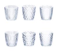 Set 6 bicchieri 380 ml in vetro, superficie lavorata a rilievo, Geometrie Clear