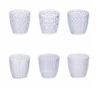 Set 6 bicchieri 380 ml in vetro, superficie lavorata a rilievo, Geometrie Clear
