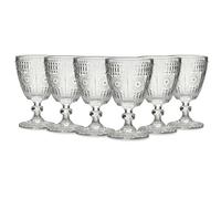 Set 6 Bicchieri a Calice con piede in Vetro Trasparente da 30cl Design Vintage Elegante stile Pregiato Ideale per Acqua Vino e Tavole Raffinate Settore Casa e HORECA