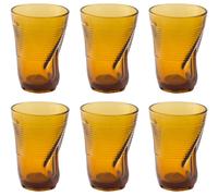 Set 6 Bicchieri Accartocciati 34 cl Ø8 cm in Vetro Pressato Kaleidos Ambra