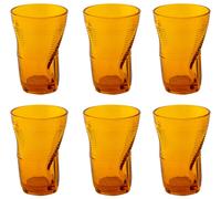 Set 6 Bicchieri Accartocciati 34 cl Ø8 cm in Vetro Pressato Kaleidos Arancioni