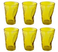 Set 6 Bicchieri Accartocciati 34 cl Ø8 cm in Vetro Pressato Kaleidos Gialli