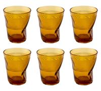 kaleidos Set 6 Bicchieri Accartocciati 36 cl Ø9 cm in Vetro Pressato Ambra