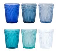 Set 6 bicchieri acqua 300 ml in vetro, superficie lavorata effetto diamond, Honey Ocean