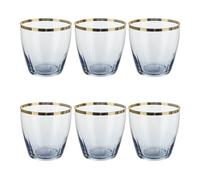 KASANOVA Set 6 bicchieri acqua 365 ml blu con bordo oro Shine