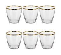 Set 6 bicchieri acqua 365 ml verde con bordo oro Shine