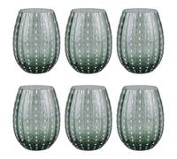 Set 6 bicchieri acqua 525 ml in vetro lavorato, Shiraz Greenery