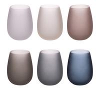 Villa d'Este Home Tivoli Set 6 bicchieri acqua Happy Hour Stones vetro effetto frosted 500 ml Grigio
