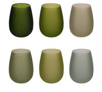 Villa d'Este Home Tivoli Set 6 bicchieri acqua 600 ml frosted in vetro, Happy Hour Greenery