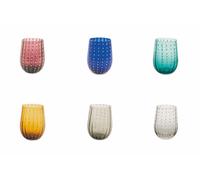 Villa deste Set 6 bicchieri acqua 240 ml in vetro lavorato Shiraz Colore Multicolor - 2197744