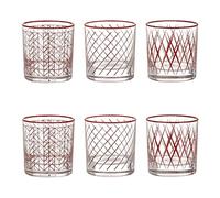Set 6 bicchieri acqua in vetro Line rossi rosso Acqua,Tavola