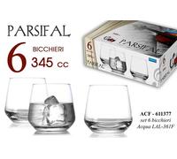 SET 6 BICCHIERI ACQUA VETRO PARSIFAL 345CC CALICE BRINDARE BRINDISI BAR LIQUORE