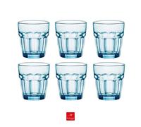 Set 6 Bicchieri Azzurro Impilabili Rock Bar in Vetro temperato 27 ormioli