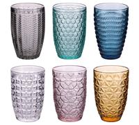 Set 6 bicchieri bibita 400 ml in vetro colorato, Geometrie
